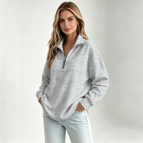 Quarter Zip Pullover Women Athletic Y2k Mockneck Oversized Sweatshirt - image 5