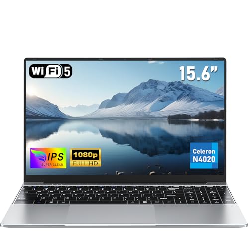 NAIKLULU 15.6 Pulgadas Pc Ordenador Portátil Laptop 2025, N4020 Procesador (1.10 to 2.8 GHz) Computer, 8GB RAM 256GB SSD Computadora Portátil, Tarjeta TF, Webcam, Touchpad, Estudiante/Hogar/Negocio