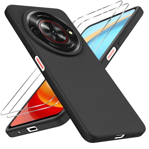 Coiwxmoi Funda para ZTE Blade A75 5G con 2 Piezas Vidrio Templado Película Protectora, Carcasa Ultra Suave TPU Silicona Case Antigolpes Protectora Cover para ZTE Blade A75 5G 6,6