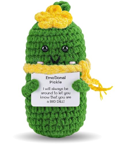 Image of Hoedia Crochet Pickle Dolls Friend Birthday Valentines Gifts for Her Women Wife Girlfriend Sister from Husband Men, Cute Funny Gifts for Coworkers Student Teacher Roommates (Pickle with Scarf)