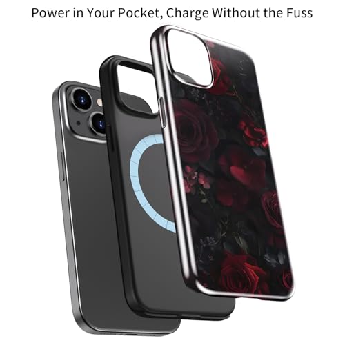 Coque iPhone 13 Mini compatible chargeur sans fil double couche antichoc rose noir - 3