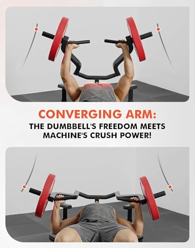 Image of GMWD Chest Press Machine, Bench Press Machine with Independent Converging Arms, Adjustable Flat Incline Bench for Chest, AB Workouts, Shoulder Home Gym Equipment