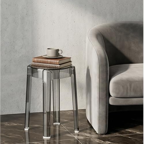 Image of The Artment your artistic apartment Multi Color CrystalNest Transparent Acrylic Stackable Round Accent Stool, Modern Side Stool for Living Room, Bedroom and Home & Office (Set of 3)