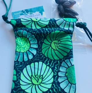Tonka beans ~ 5 Small Beans ~ One Green handmade drawstring bag ~ Ravenz Roost (green pods)