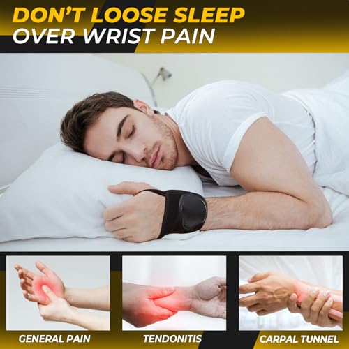 NeoTech Care Wrist Band - Elastic & Breathable Fabric - Adjustable Compression Strap - Men, Women, Right or Left - Support Wrap for Protection or Sports (Black Color, Size M, 1 Unit)