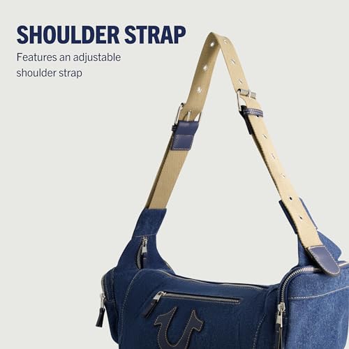 True Religion Women's Shoulder Bag Purse, Slouchy Hobo Handbag with Adjustable Strap and Horseshoe Logo4