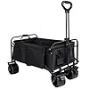 Carro de Mano Plegable con Ruedas Grandes. Multiusos Ideal Playa, Compra, jardín, Camping. Carga hasta 150kg. Asa Ajustable. Auxiliar, Herramientas, Bebe, Juguete. Negro.