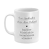 Ein ganz normaler, typischer Ablauf über die Arbeit ... first - coffee. Danach kommt nur noch viel blablabla. Dann endlich nach Hause. Flasche Wein auf und ab auf´s Sofa. Nun kann der Tag auch endlich mal beginnen. Wir wünschen dir viel Freude mit deiner neuen Lieblingstasse von THEGOODVIBES.