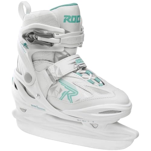 Roces Moody Ice 3.0 Ice Skate for Girls, Adjustable, White/Aqua - 13J-3
