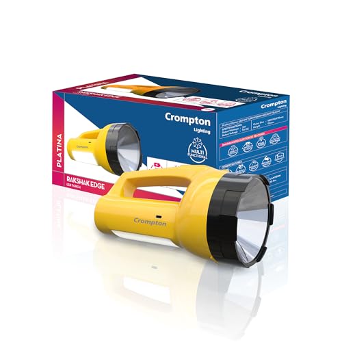 Image of Crompton Rakshak Edge 5W LED Torch Light | Dual Mode Focus & Lantern | Dual Li-Ion Battery | 3-5 Hours Battery Backup | USB-C Fast Charging | Multi-Functional Rechargeable Torch for Home & Emergency
