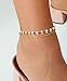Women Dainty Anklet,14K Gold Plated Satellite Anklet Double Layered Cute Beads Chain Tassel Coin Disc Heart Summer Ankle Bracelet Boho Beach Foot Chain