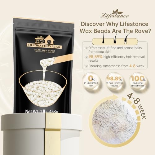 Image of Lifestance Unscented Hard Wax Beads for Hair Removal, Sensitive Skin, 1LB