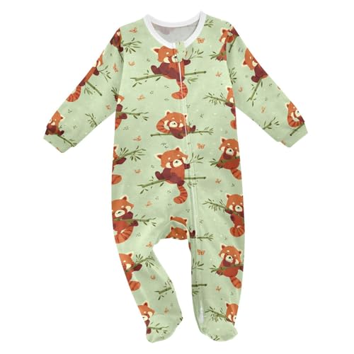 Image of SHJI Baby One-Piece Footies Long Sleeve Rompers Pajamas Zip Front Pjs for Boys Girls kids