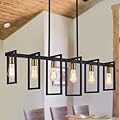 YOMECOO Industrial Black Chandelier Light Fixture Vintage Farmhouse 6-Lights Black Kitchen Island Lighting Rustic 41.3" Black Chandelier for Dining Room, Living Room, Over Island