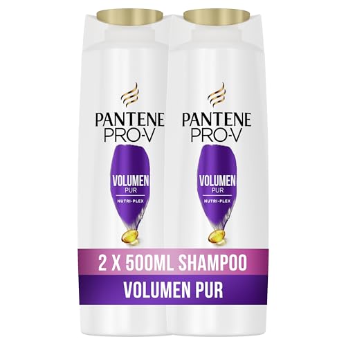 Pantene Pro-V Volume Pur Shampoo Duo Pack, Formula Pro-V con lipidi tonificanti e antiossidanti protettivi, per capelli fini e piatti, volume istantaneo senza appesantire, 2 x 500 ml