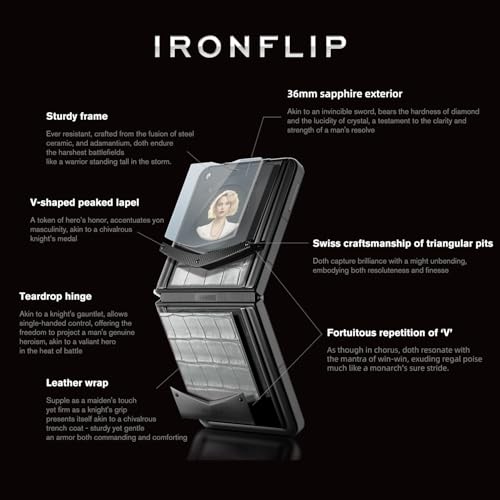 VERTU IRONFLIP Alligator Skin Flip Cell Phone, Unlocked Android 5G Smartphone, Foldable Design, One-Hand Control, 50MP Camera, 12G+512G, Dual SIM, 6.9" 120Hz OLED, 65W Fast Charge (Elephant Grey)