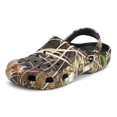 8 Fans Camo Clogs for Men,Outdoor Garden Slip On Sandals Summer Water Beach Shoes Lightweight Breathable Non Slip Casual Slippers