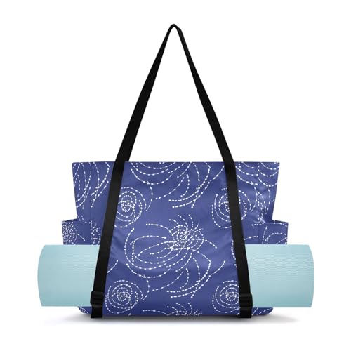 Lxqimora Cherry Blossoms Gorgeous Blue Yoga Mat Bag for Women Water-Resistant Gym Bag with Yoga Mat Holder Tote Bag for Pilates Gym Yoga Travel