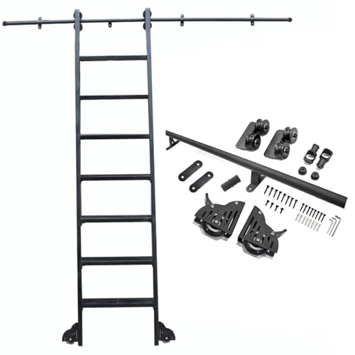 Kit de rails pour échelle mobile noire pour accéder facilement aux étagères de 90 à 73 cm