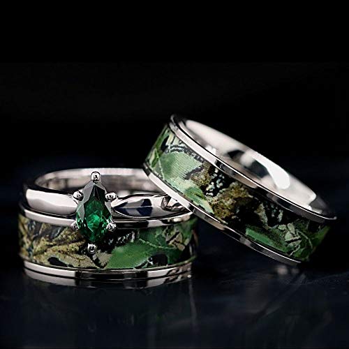 His & Hers Green Camo Wedding Ring Sets - Camo Wedding Band - Engagement Ring Set - Wedding Rings - Wedding Rings - Camo Rings for Women - Camo Rings for Men - Wedding Ring2