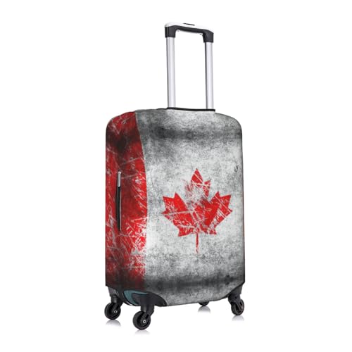 Retro Canada Flag Print Travel Elastic Suitcase Luggage Baggage Cover Protector, Washable And Anti-Scratch3