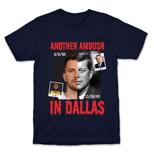 LookHUMAN Tribute T-Shirt - Another Ambush in Dallas Luka Lakers Design - Apparel Gifts for Basketball Fans, Preshrunk Cotton Navy