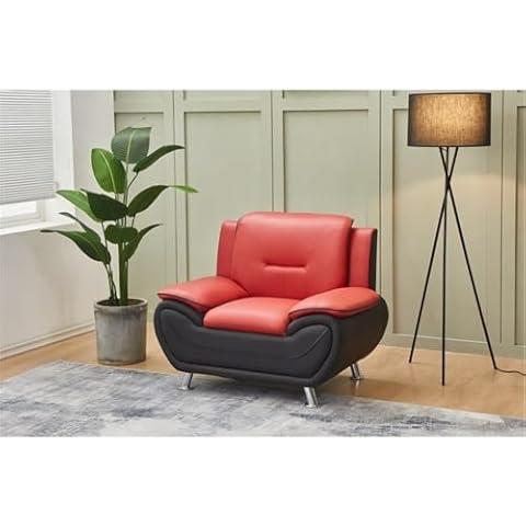 Kingway Furniture Zebra Upholstered Modern Faux Leather Chair in Black/Red Cover