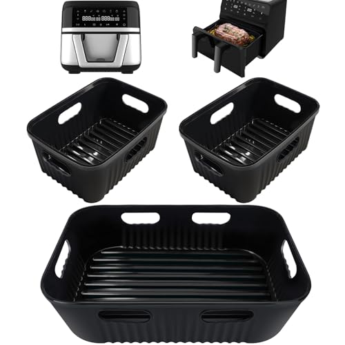 3 Piezas Molde Silicona Freidora de Aire sólo para Cecotec 9 L Cecofry Dual 9000 Air Fryer, Accesorios Freidora de Aire sin Aceite, Reutilizable Moldes Silicona Air Fryer (1 * 9 l+2 * 4,5 l)