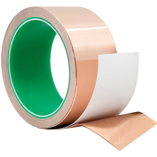 DanYun 銅箔テープ 幅50mm×長さ20m 両面導電性 導電テープ 銅箔粘着テープ 導電性接着剤 静電気除去 電磁波シールド ギター/電子部品/屋根の修理用 耐熱テープ ナメクジよけに
