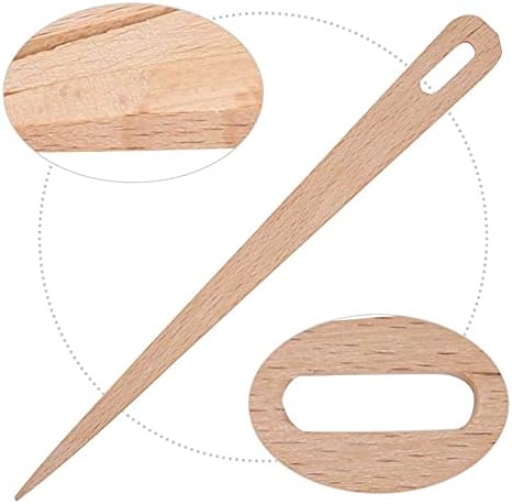 Big Eye Knitting Needles, 5Pcs Wooden Weaving Crochet Needle Hand Loom Stick Wooden Knitting Fork Eye Needle Tapestry Weaving Loom Tool