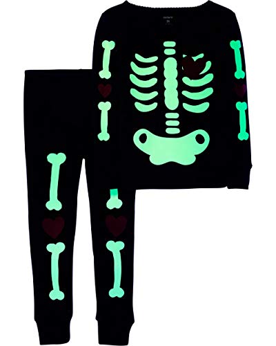 Carter's Girls' 2-Piece Glow-in-The-Dark Halloween PJs (4, Black/Skeleton)2