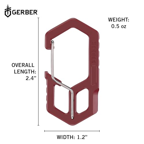 Gerber Carabiner EDC Keychain Multitool, Pocket Clip, Bottle Opener, Drab Red - image 6