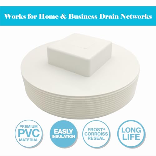 PVC Cleanout Plug, 6" Inch NPT Male Threaded Flush Sewer Cleanout Cap Cover Adapter PVC DWV Pipe Fitting Attached to Sewer and Drain Pipe for Plumbing Drainage Piping Systems by Jeckthun - Used condition - Image 5