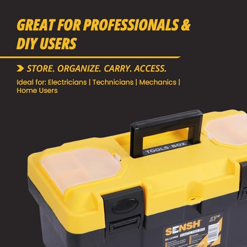 Image of Plastic Tool Box 17 Inch | Unbreakable PP body with ABS Plastic Handle| Non Slip Latch | Lock Hole | Top Organizer | Tool Tray, Designed for Home, DIY and Professional Applications