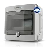 Intratec Caja de Distribución Superficie 1 Fila IP65 – Cuadro Eléctrico para 8 Módulos DIN – Caja de Subdistribución Estanca para Exterior Garaje – 400VAC 1500VDC, 202 x 201 x 120 mm - 20 Pack