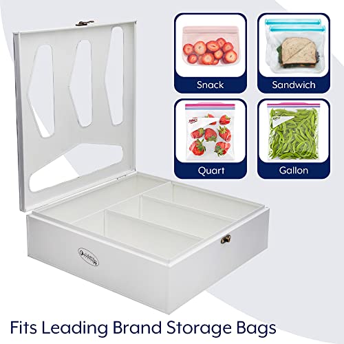 Auldhome Enamelware Kitchen Bag Organizer (White), Farmhouse Style Holder Compatible With Zipper Seal Kitchen Storage #TOP7