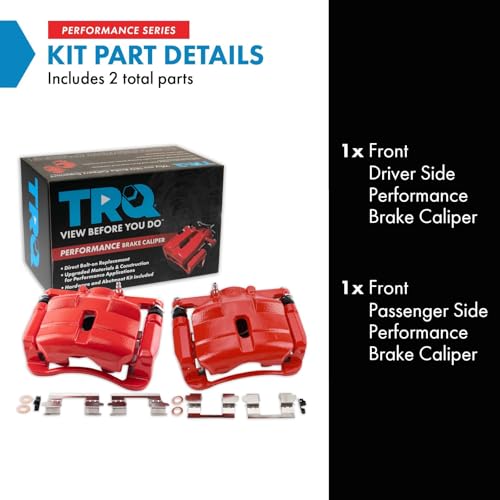 Image of TRQ Front Brake Caliper Set Painted Red Brackets Compatible with 2008-2013 Nissan Rogue 2014-2015 Rogue Select