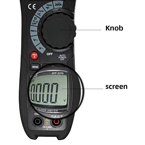 Image of CEM Digital Clamp Meter DT-370 AC Current TRMS Volt Amp Ohm Meter HVAC Clamp On Multimeter, Auto Ranging 4000Counts Temperature AC DC Voltage Frequency Resistance Capacitance Continuity Diode Tester