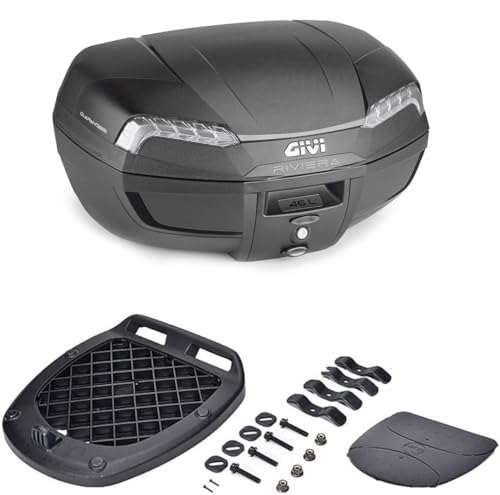 GIVI E46NT2 Monolock Topcase - Maleta para moto y equipaje con placa de fijación, incluye moto Riviera