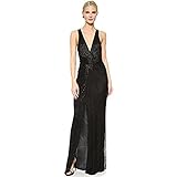 Parker Women's Monarch Surplice Neckline Beaded Dress, Black, 6