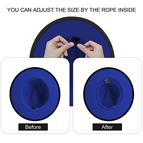 Image of Classic Fedora Hat Flat Top Hat Felt Pork Pie Hat Wide Brim Church Derby Cap for Women and Men