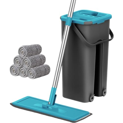 Mopa Para Limpiar Azulejos Y Paredes Mopa Fregona Con Cubo Escurridor Mopa Fregona Mopa Suelo Mopa Cubo Escurridor 360 Dos Compartimentos Mop Bucket Set 2 Almohadillas Gamuzas Reutilizables Verde