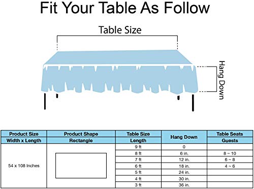 Light Blue Plastic Tablecloths 2 Pack Disposable Table Covers 54 X 108 Inch Baby Shower Party Tablecovers Peva Sky Blue Table Cloths For Bbq Picnic Birthday Wedding Parties 8 Ft Rectangle Table Use #TOP4