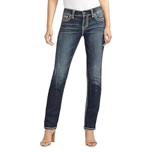 Silver Jeans Co. Women’s Suki Mid Rise Curvy Fit Straight Leg Jeans