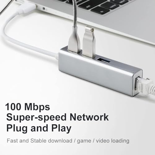 Image of USB HUB USB C to Ethernet Adapter,Gigabit Ethernet LAN Adapter,USB Type C Hub with RJ45 Network LAN Port and 3 USB 3.0 Ports for PC, MaK (USB C to RJ45 HUB)