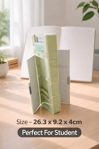 Image of KiddieWorld All-in-One Pencil Box for Kids | Calculator, Sharpener & Writing Pad | Large Capacity Magnetic Pencil Case for School Boys & Girls (Green)