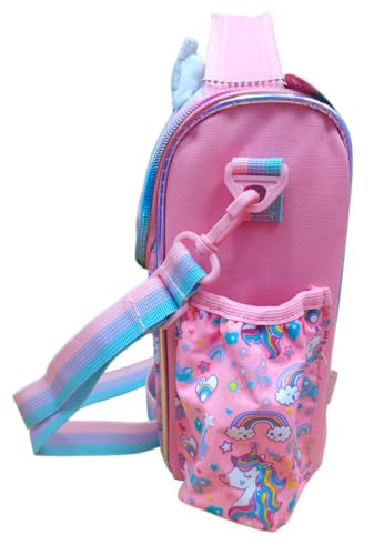 Image of Lunch Bag for Kids, Lunch Bag for Office Men, Women and Kids, Canvas Tiffin Bags for School, Picnic, Work, Carry Bag for Lunch Box and Water Bottle (Vertical Unicorn Pink)