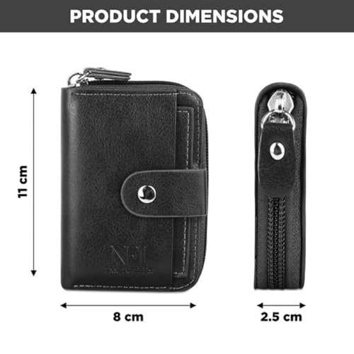 Image of Classic Unisex Genuine Leather Wallet with Zipper | RFID Blocking Card Holder Zipper Wallet(Black)