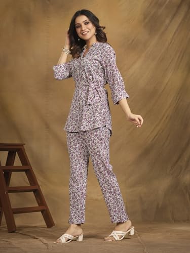 Image of NAINVISH Polyester Cord Set | Ethnic Co Ord Set | Casual Wear Pant Top Set | Fancy Co-Ord Set | Full Pair Set | Women Kurta Sets Kurtis | Women Kurta Pant Set | Coord Sets for Women