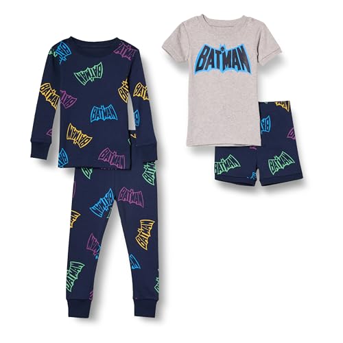 Amazon Essentials DC Conjuntos de pijama de 6 piezas con corte ceñido Unisex Niño, Logotipo de Batman - Niños, 9 años